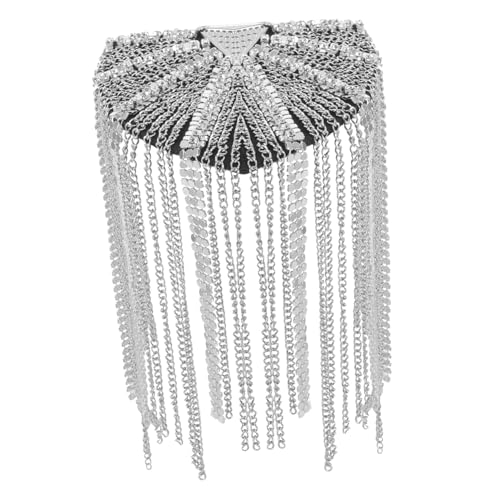 TEHAUX Vintage Schulterepauletten mit Strass und Quasten Modische Metall Schulterklappen Schmuck für Frauen Dekorative Accessoires für Anzüge und Besondere Anlässe Silberfarbene von TEHAUX