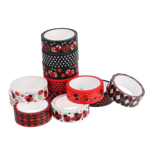 TEHAUX Washi Tape mit Bunte Marienkäfer Muster Dekoratives Klebeband für DIY Scrapbooking Journaling Geschenkverpackung Langlebig und Farbecht für Bastelprojekte und Partydekorationen von TEHAUX