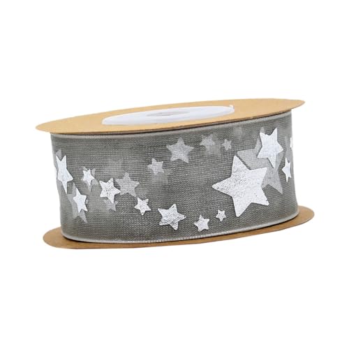 TEHAUX Weihnachtliches Geschenkband Breites Satinband mit Sternen Dekoratives Bastelband für Geschenkverpackung Blumen Kuchen und Haaraccessoires von TEHAUX