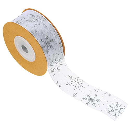 TEHAUX Weihnachtliches Geschenkband Silbernes Schneeflocken Dekoband aus Vielseitiges DIY Bastelband für Verpacken Schleifen und Festliche Dekorationen von TEHAUX