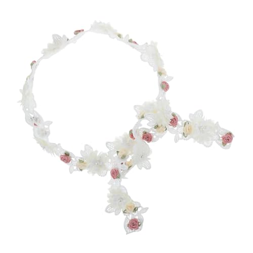 TEHAUX Weißes Spitzenband mit Künstlichen Perlen Breit Dekoratives Spitzenbesatzband für DIY Blumensträuße Brautschmuck Scrapbooking und Handarbeiten von TEHAUX