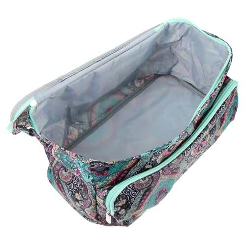 TEHAUX Yarn Storage Holder Stricktasche mit Reißverschluss Doppelschicht Design für Reisen und Diy Projekte Elegantes Blumenmuster Kosmetik und Toilettenartikel von TEHAUX
