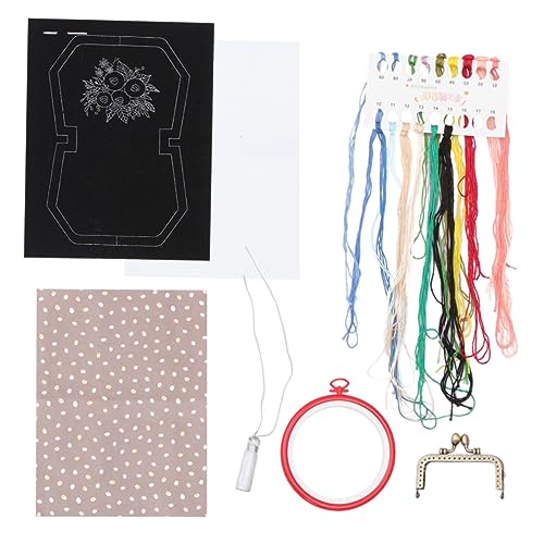 TEHAUX handgefertigte Stickerei Einfach Stickgarn lustig Mannschaft Stich-Kit Wie embroidery set taschentücher gewebesack purse Frau Handarbeitswerkzeuge Stickwerkzeuge für Anfänger Black von TEHAUX