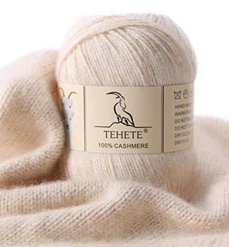 TEHETE 100% Kaschmir Garn zum Stricken, Häkelgarn 250 Metern Handstrickgarn 3-fädig 50g per Knäuel, seidig & edel Wolle, Beige TEHETE 100% Kaschmir Garn zum Stricken, Häkelgarn 250 Metern Handstrickgarn 3-fädig 50g per Knäuel, seidig & edel Wolle, Beige von TEHETE