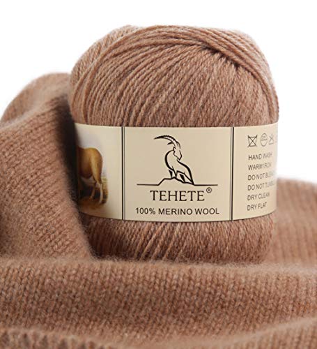 TEHETE 100% Merinowolle Garn zum Stricken, Häkelgarn Schurwolle, 250 Metern 3-fädig 50g per Knäuel,weich und seidig,Khaki TEHETE 100% Merinowolle Garn zum Stricken, Häkelgarn Schurwolle, 250 Metern 3-fädig 50g per Knäuel,weich und seidig,Khaki von TEHETE