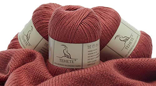 TEHETE Merinowolle Garn zum Stricken 3-lagig weich leicht 150g Häkelgarn (Rosa) von TEHETE