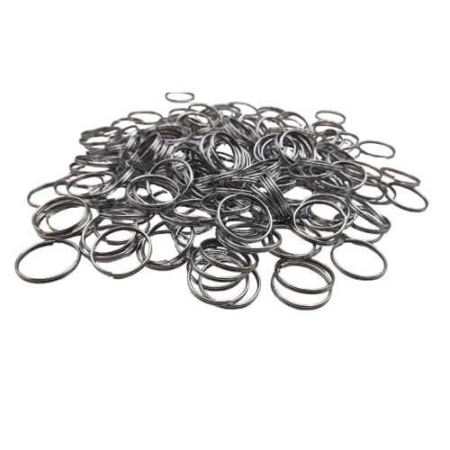 TEKLiNe 100 Schlüsselringe aus vernickeltem Stahl 35 mm, Set mit Ringen aus Metall, Haken und Schnalle von TEKLiNe