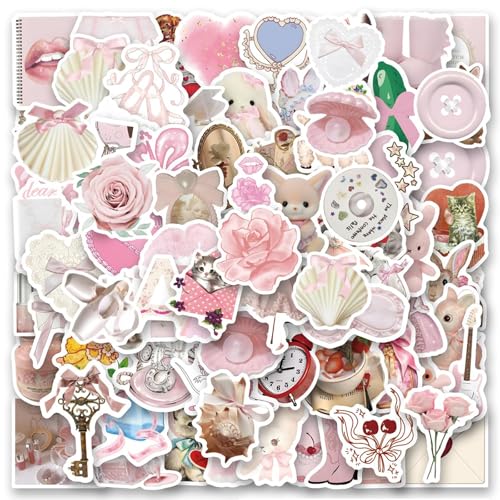 TELAIN 120 Stück Aufkleber, Ästhetisches Sticker-Set mit Rosa Schleifen, Stuff Y2K Sticker für Wasserflaschen, Frauen, Erwachsene, Kinder, Wasserdichte Vinyl-Abziehbilder TELAIN 120 Stück Aufkleber, Ästhetisches Sticker-Set mit Rosa Schleifen, Stuff Y2K Sticker für Wasserflaschen, Frauen, Erwachsene, Kinder, Wasserdichte Vinyl-Abziehbilder von TELAIN