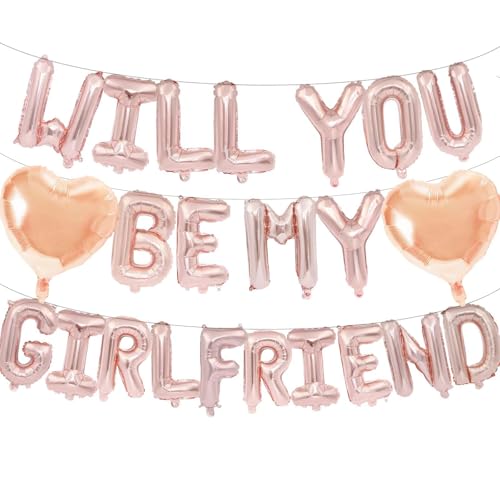 TELAIN Luftballons In Roségold, 'Will You Be My Girlfriend' Set, 16 Zoll Buchstaben, Für Romantische Gelegenheiten, Einfach Aufzublasen, Hochwertiges Mylar TELAIN Luftballons In Roségold, 'Will You Be My Girlfriend' Set, 16 Zoll Buchstaben, Für Romantische Gelegenheiten, Einfach Aufzublasen, Hochwertiges Mylar von TELAIN