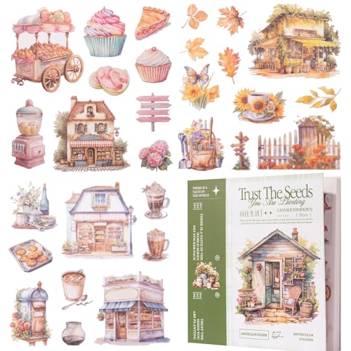 TELAIN Scrapbook Sticker Buch – 50 Blatt Journaling Sticker, Vintage Sticker für Junk Journals, Scrapbooking & DIY Projekte für Kreative Projekte (50 Blatt) von TELAIN
