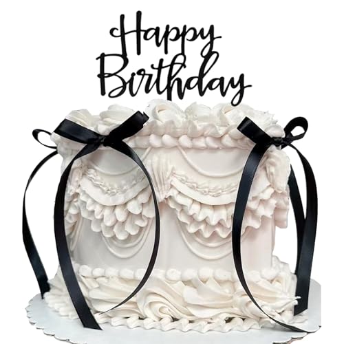 TELAIN Tortendeko Set Mit 6 Schwarzen Bögen Und Happy Birthday Schild, Kuchendeko Für Geburtstag, Vintage Cake Topper Für Coquette Party TELAIN Tortendeko Set Mit 6 Schwarzen Bögen Und Happy Birthday Schild, Kuchendeko Für Geburtstag, Vintage Cake Topper Für Coquette Party von TELAIN