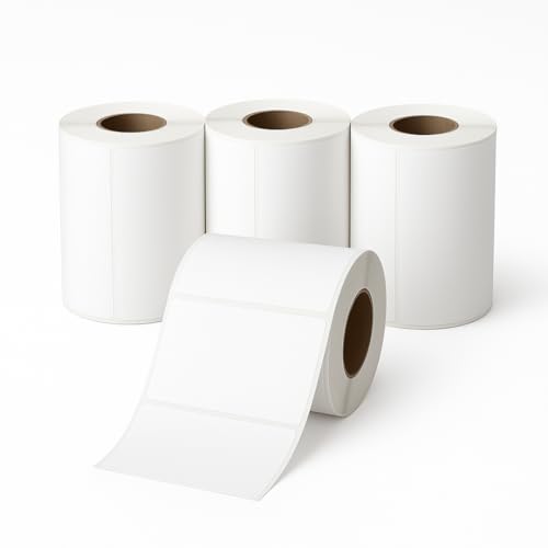 4 Rollen Thermoetiketten, selbstklebend, 50 x 30 mm – 1000 Etiketten pro Rolle – Durchmesser 40 mm – kompatibel mit Zebra, TSC, Brother – ideal für Barcodes, Inventar, Lager von TEMET INT
