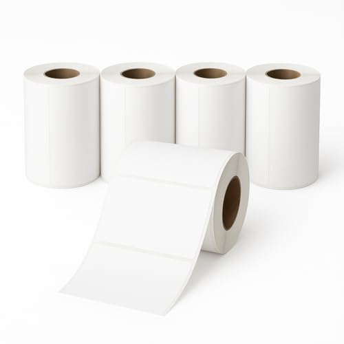5 Rollen Thermoetiketten, selbstklebend, 40 x 30 mm, 800 Etiketten pro Rolle, Durchmesser 40 mm, kompatibel mit Zebra, TSC, Brother – ideal für Barcodes, Inventar, Lager von TEMET INT