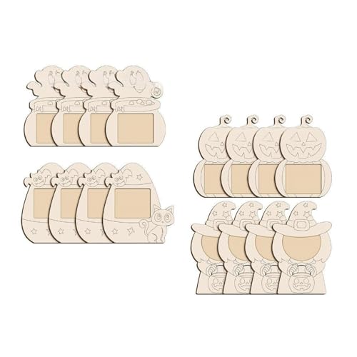 4 x Holz-Bilderrahmen, unlackiert, Bastelrahmen für Kinder, Erwachsene, Kunst, Malerei, Halloween, Thema, Foto-Wanddekoration, Holzrahmen 4 x Holz-Bilderrahmen, unlackiert, Bastelrahmen für Kinder, Erwachsene, Kunst, Malerei, Halloween, Thema, Foto-Wanddekoration, Holzrahmen von TEMOOUES