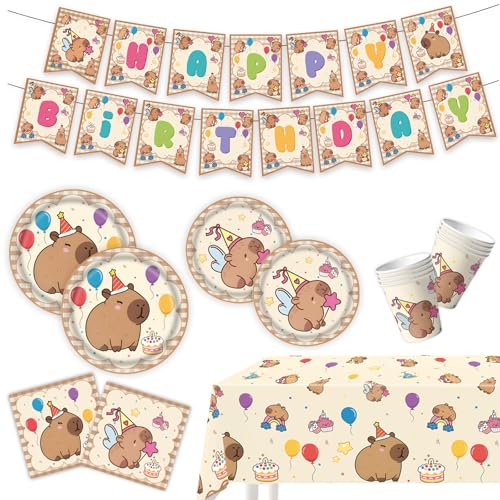 Capybaras Pappbecher und Banner, Flaggen, Tischdecke für Kindergeburtstage, Familienfeiern, Party-Dekorationsset Capybaras Pappbecher und Banner, Flaggen, Tischdecke für Kindergeburtstage, Familienfeiern, Party-Dekorationsset von TEMOOUES