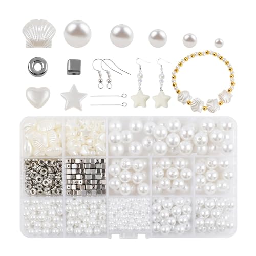 Künstliche Perlen, Schmuckherstellung, 1020 Stück, verschiedene Größen, mit Schmuckzubehör für Erwachsene, Ohrringe, Armbänder, Freundschaftsarmbänder, Perlen von TEMOOUES