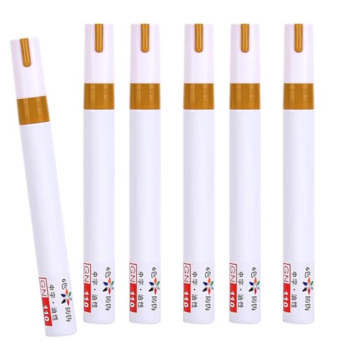 Lackmarker auf Ölbasis, schnelltrocknender Glasstift, goldfarben, Permanentmarker für Holz, Metall, 6 Stück von TEMOOUES