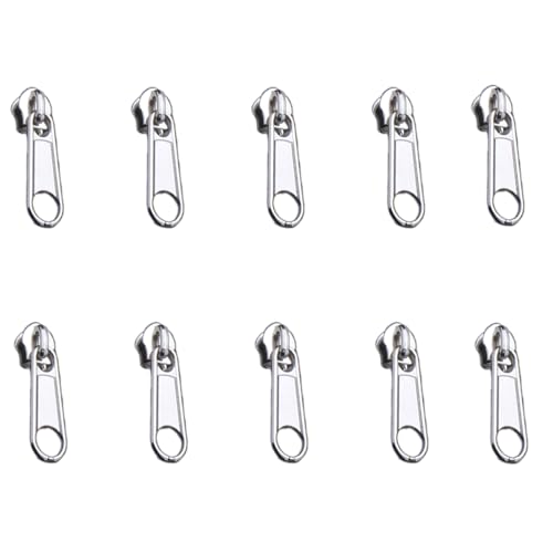 TEMOOUES 10 Pcs 3# 5# Zippers Slider Single/Double Side Zippers Pull Zippers Repair Kits Bag Zip Pull for Jackets Suitcases von TEMOOUES