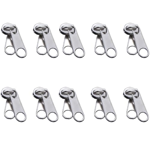 TEMOOUES 10 Pcs 3# 5# Zippers Slider Single/Double Side Zippers Pull Zippers Repair Kits Bag Zip Pull for Jackets Suitcases von TEMOOUES