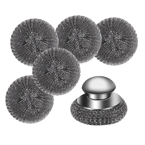 TEMOOUES Abstauber aus Wolle aus Stahl, 1 Set mit Kissen zum Schrubben mit komfortablem Griff, für effektive Reinigung, Werkzeug zur Reinigung von Töpfen von TEMOOUES
