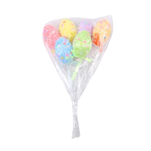 TEMOOUES Bunte Eier mit Stab, handbemalt, Schaumstoff-Eier für Urlaub, Dekoration, Party, Tischdekoration, Korbfüller, dekorative Plektren, 6 Stück TEMOOUES Bunte Eier mit Stab, handbemalt, Schaumstoff-Eier für Urlaub, Dekoration, Party, Tischdekoration, Korbfüller, dekorative Plektren, 6 Stück von TEMOOUES