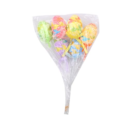 TEMOOUES Bunte Eier mit Stab, handbemalt, Schaumstoff-Eier für Urlaub, Dekoration, Party, Tischdekoration, Korbfüller, dekorative Plektren, 6 Stück TEMOOUES Bunte Eier mit Stab, handbemalt, Schaumstoff-Eier für Urlaub, Dekoration, Party, Tischdekoration, Korbfüller, dekorative Plektren, 6 Stück von TEMOOUES