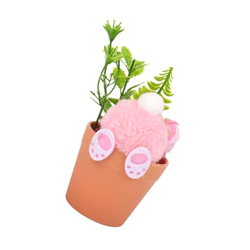 TEMOOUES Cartoon-Plüsch-Hasen-Figur, künstliche Topfpflanze mit Kaninchen für Tischdekoration, Heim- und Gartendekoration, Schreibtischdekorationen von TEMOOUES