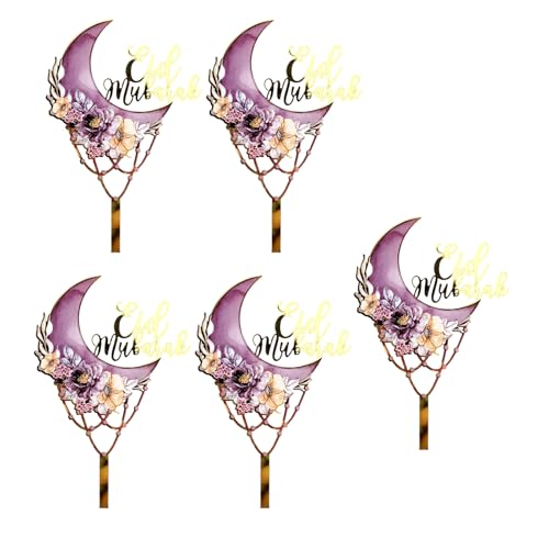 TEMOOUES Cupcake-Topper, Kuchendekoration, Eid-Thema, Kuchenspieße, Hochzeitstortenzubehör, geeignet für Partys, Feiern, 5 Stück TEMOOUES Cupcake-Topper, Kuchendekoration, Eid-Thema, Kuchenspieße, Hochzeitstortenzubehör, geeignet für Partys, Feiern, 5 Stück von TEMOOUES