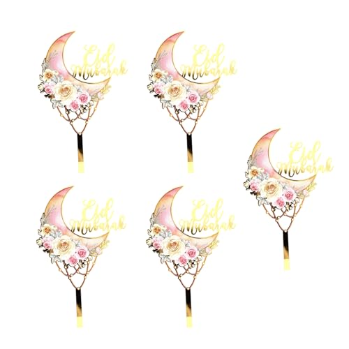 TEMOOUES Cupcake-Topper, Kuchendekoration, Eid-Thema, Kuchenspieße, Hochzeitstortenzubehör, geeignet für Partys, Feiern, 5 Stück TEMOOUES Cupcake-Topper, Kuchendekoration, Eid-Thema, Kuchenspieße, Hochzeitstortenzubehör, geeignet für Partys, Feiern, 5 Stück von TEMOOUES