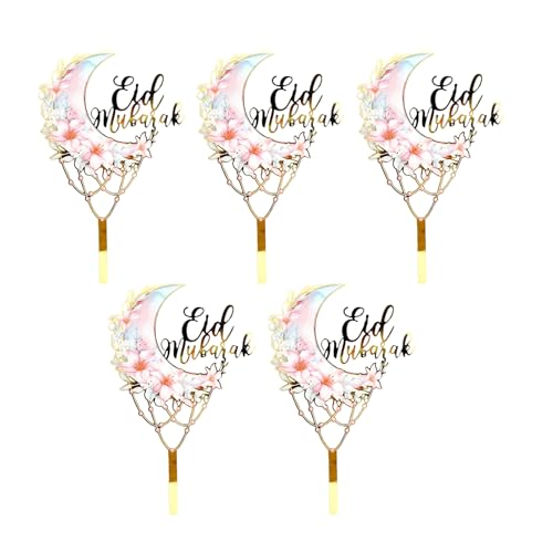 TEMOOUES Cupcake-Topper, Kuchendekoration, Eid-Thema, Kuchenspieße, Hochzeitstortenzubehör, geeignet für Partys, Feiern, 5 Stück TEMOOUES Cupcake-Topper, Kuchendekoration, Eid-Thema, Kuchenspieße, Hochzeitstortenzubehör, geeignet für Partys, Feiern, 5 Stück von TEMOOUES