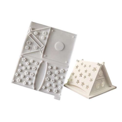 TEMOOUES Flexible Silikonform, Miniatur-Haus-Form, Dekoration, temperaturbeständig, Gipsform für Ornamente von TEMOOUES