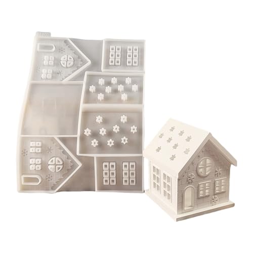 TEMOOUES Flexible Silikonform, Miniatur-Haus-Form, Dekoration, temperaturbeständig, Gipsform für Ornamente von TEMOOUES