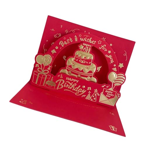 TEMOOUES Luxuriöse 3D-Geburtstagskarte, künstlerische 3D-Geburtstagskarte in Rot und Blau mit luxuriöser Goldfolien-Oberfläche TEMOOUES Luxuriöse 3D-Geburtstagskarte, künstlerische 3D-Geburtstagskarte in Rot und Blau mit luxuriöser Goldfolien-Oberfläche von TEMOOUES