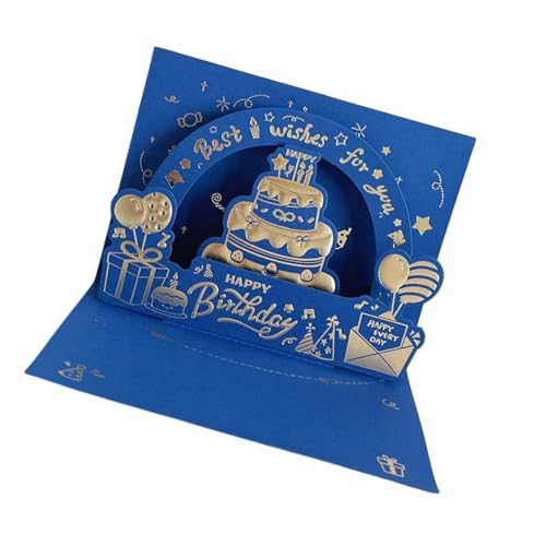 TEMOOUES Luxuriöse 3D-Geburtstagskarte, künstlerische 3D-Geburtstagskarte in Rot und Blau mit luxuriöser Goldfolien-Oberfläche TEMOOUES Luxuriöse 3D-Geburtstagskarte, künstlerische 3D-Geburtstagskarte in Rot und Blau mit luxuriöser Goldfolien-Oberfläche von TEMOOUES