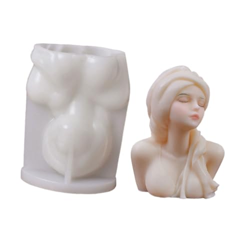 TEMOOUES Mädchen-Porträt-Duftformen, handgefertigt, Silikon, Ornament, Guss, für Zuhause, Tischdekoration, Silikon, Mädchen, Portrait, Ornament, Epoxidharz von TEMOOUES