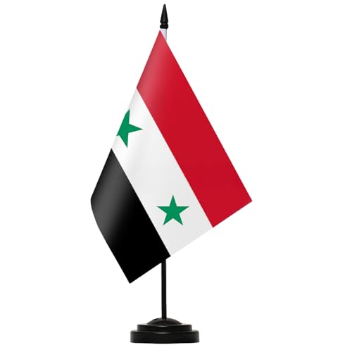 TEMOOUES Patriotics Syrische Flaggen, Tischdekoration, Polyester-Banner für diplomatische und pädagogische Einrichtung, kleine Syrien-Schreibtischflaggen, syrische Flagge, Schreibtisch-Ornament TEMOOUES Patriotics Syrische Flaggen, Tischdekoration, Polyester-Banner für diplomatische und pädagogische Einrichtung, kleine Syrien-Schreibtischflaggen, syrische Flagge, Schreibtisch-Ornament von TEMOOUES