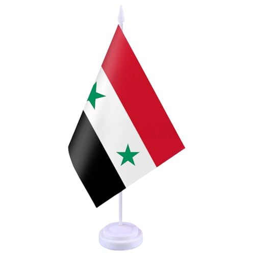 TEMOOUES Patriotics Syrische Flaggen, Tischdekoration, Polyester-Banner für diplomatische und pädagogische Einrichtung, kleine Syrien-Schreibtischflaggen, syrische Flagge, Schreibtisch-Ornament TEMOOUES Patriotics Syrische Flaggen, Tischdekoration, Polyester-Banner für diplomatische und pädagogische Einrichtung, kleine Syrien-Schreibtischflaggen, syrische Flagge, Schreibtisch-Ornament von TEMOOUES