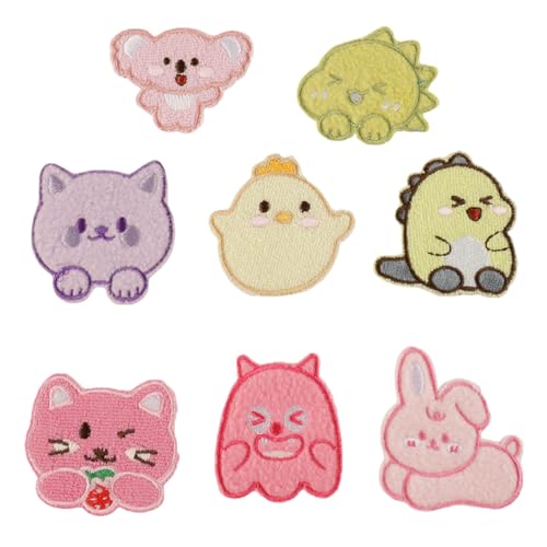 TEMOOUES Set mit 8 schönen Tiermotiven, bestickt, Reparaturflicken zum Aufnähen zum Dekorieren von Kleidungsstücken von TEMOOUES