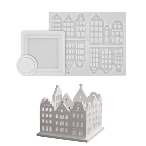 TEMOOUES Silikonform aus Kunstharz für Haus und Hohlkerzenhalter, Silikonstruktur, geeignet zum Basteln und als Dekoration für Zuhause TEMOOUES Silikonform aus Kunstharz für Haus und Hohlkerzenhalter, Silikonstruktur, geeignet zum Basteln und als Dekoration für Zuhause von TEMOOUES