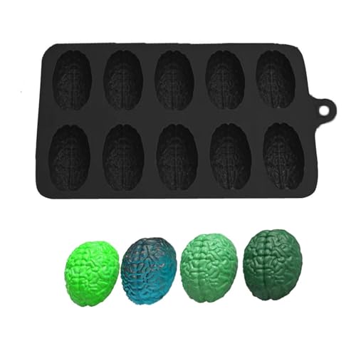 TEMOOUES Silikonform für Gehirne, 10 Mulden, für Fondant, kreativ, Halloween, Schokolade, Backform, robust TEMOOUES Silikonform für Gehirne, 10 Mulden, für Fondant, kreativ, Halloween, Schokolade, Backform, robust von TEMOOUES