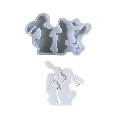 TEMOOUES Silikonform mit Ostermotiven, Hasenfigur, Ornament-Form, praktische Gipsform, Schmuckherstellungszubehör von TEMOOUES