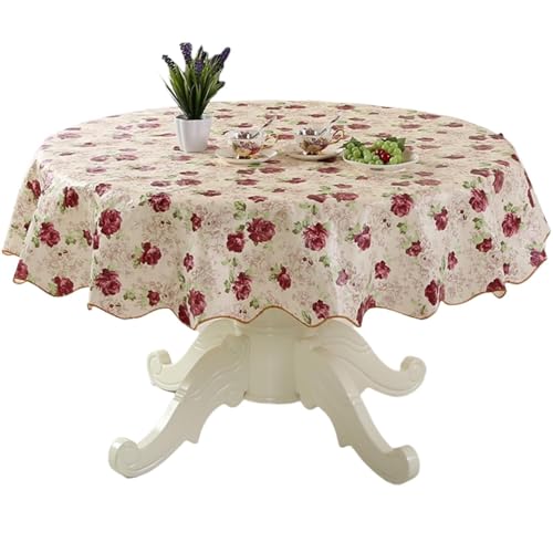 TEMOOUES Strapazierfähige, runde PVC-Tischdecke mit Blumen-Design, ölbeständig und wasserabweisend, für Esstische, sichere Passform TEMOOUES Strapazierfähige, runde PVC-Tischdecke mit Blumen-Design, ölbeständig und wasserabweisend, für Esstische, sichere Passform von TEMOOUES