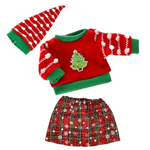 TEMOOUES Stylischer Pullover Hut Rock Mantel für 18/16 Zoll Mädchen Puppen Winter Wear Puppen Kleidung Mädchen Puppen Mantel Weihnachtsbaum von TEMOOUES