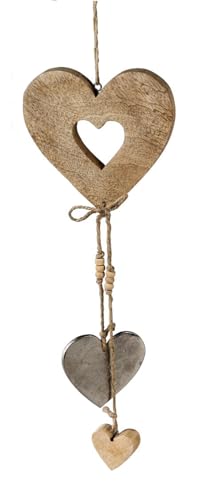 TEMPELWELT® Deko Anhänger Girlande mit Herz 50 cm, Mango Holz/Aluminium Silber, Dekoherz Herzanhänger für Fensterdeko Wanddekoration Hochzeitsdeko TEMPELWELT® Deko Anhänger Girlande mit Herz 50 cm, Mango Holz/Aluminium Silber, Dekoherz Herzanhänger für Fensterdeko Wanddekoration Hochzeitsdeko von TEMPELWELT