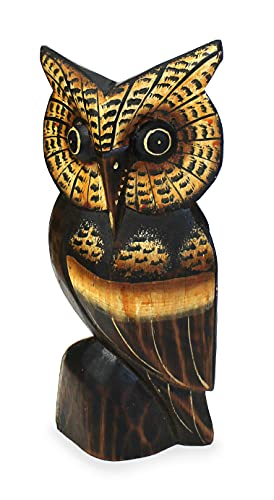 Deko Figur Eule Athene 20 cm, Holz braun beige, Holzfigur Holzeule Kautz Uhu Kunsthandwerk aus Bali handgefertigt Unikat Deko Figur Eule Athene 20 cm, Holz braun beige, Holzfigur Holzeule Kautz Uhu Kunsthandwerk aus Bali handgefertigt Unikat von TEMPELWELT