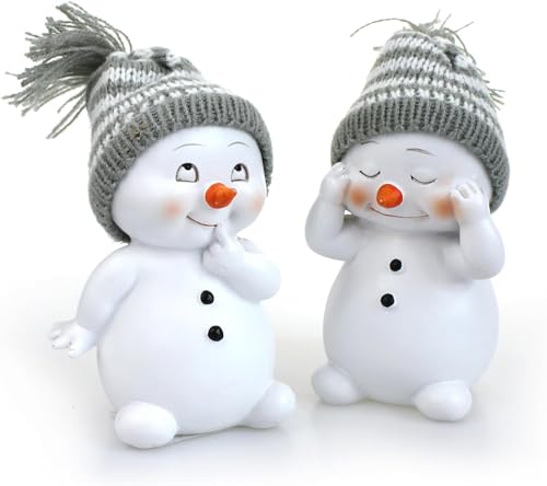 TEMPELWELT 2X Deko Figur Schneemann im Set je 11 cm, Keramik weiß, Wintermütze Textil Wolle grau, Keramikfigur Dekofigur Winter Weihnachten TEMPELWELT 2X Deko Figur Schneemann im Set je 11 cm, Keramik weiß, Wintermütze Textil Wolle grau, Keramikfigur Dekofigur Winter Weihnachten von TEMPELWELT