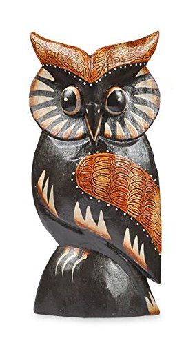 TEMPELWELT Deko Figur Eule Wula schwarz braun aus Albesia Holz, Höhe 15 cm groß, Holzfigur Uhu Kunsthandwerk aus Bali handgefertigt TEMPELWELT Deko Figur Eule Wula schwarz braun aus Albesia Holz, Höhe 15 cm groß, Holzfigur Uhu Kunsthandwerk aus Bali handgefertigt von TEMPELWELT