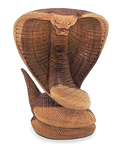 TEMPELWELT Deko Figur Kobra aus Soar Holz braun, Höhe 20 cm groß, Holzfigur Statue Schlange Symbol von Fruchtbarkeit und Leben, Kunsthandwerk aus Bali handgefertigt von TEMPELWELT