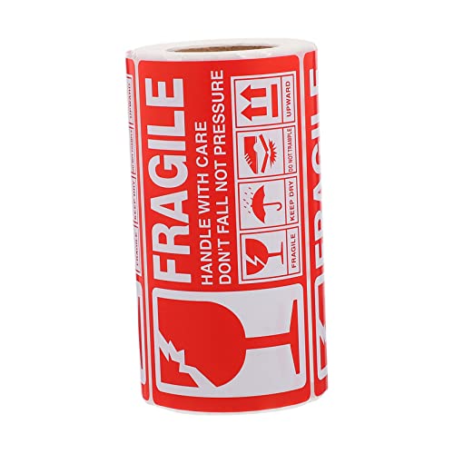 TEMPNAP 1 Rolle Fragile Warning Stickers Selbstklebende Versandetiketten für Zerbrechliche Einfach Anzuwenden und Zeitsparend für Versand Verpackung von TEMPNAP