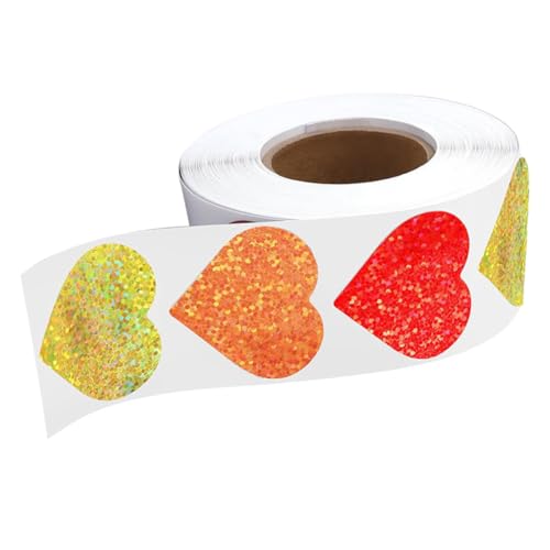 TEMPNAP 1 Rolle Herzaufkleber Rolle Liebe Herzen Sticker für Dekoration Scrapbooking und Valentinstag Farben Aufkleber Rolle Starke Haftung Einfache Anwendung von TEMPNAP